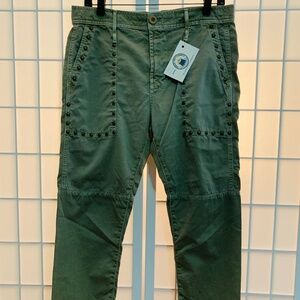 CALVIN RUCKER Studded Cargo Pant 100% Cotton Size 28 Cropped - Made in the USA
